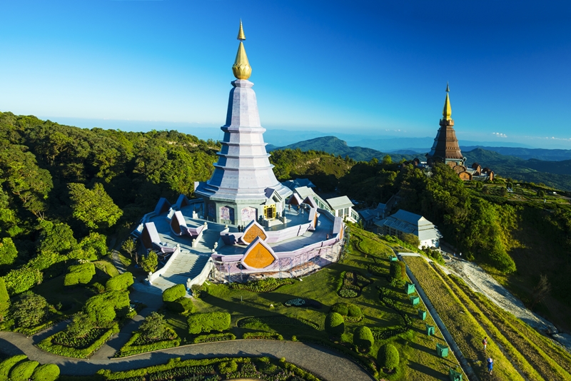 Twin Pagodas en el Parque Nacional Doi Inthanon, Chiang Mai